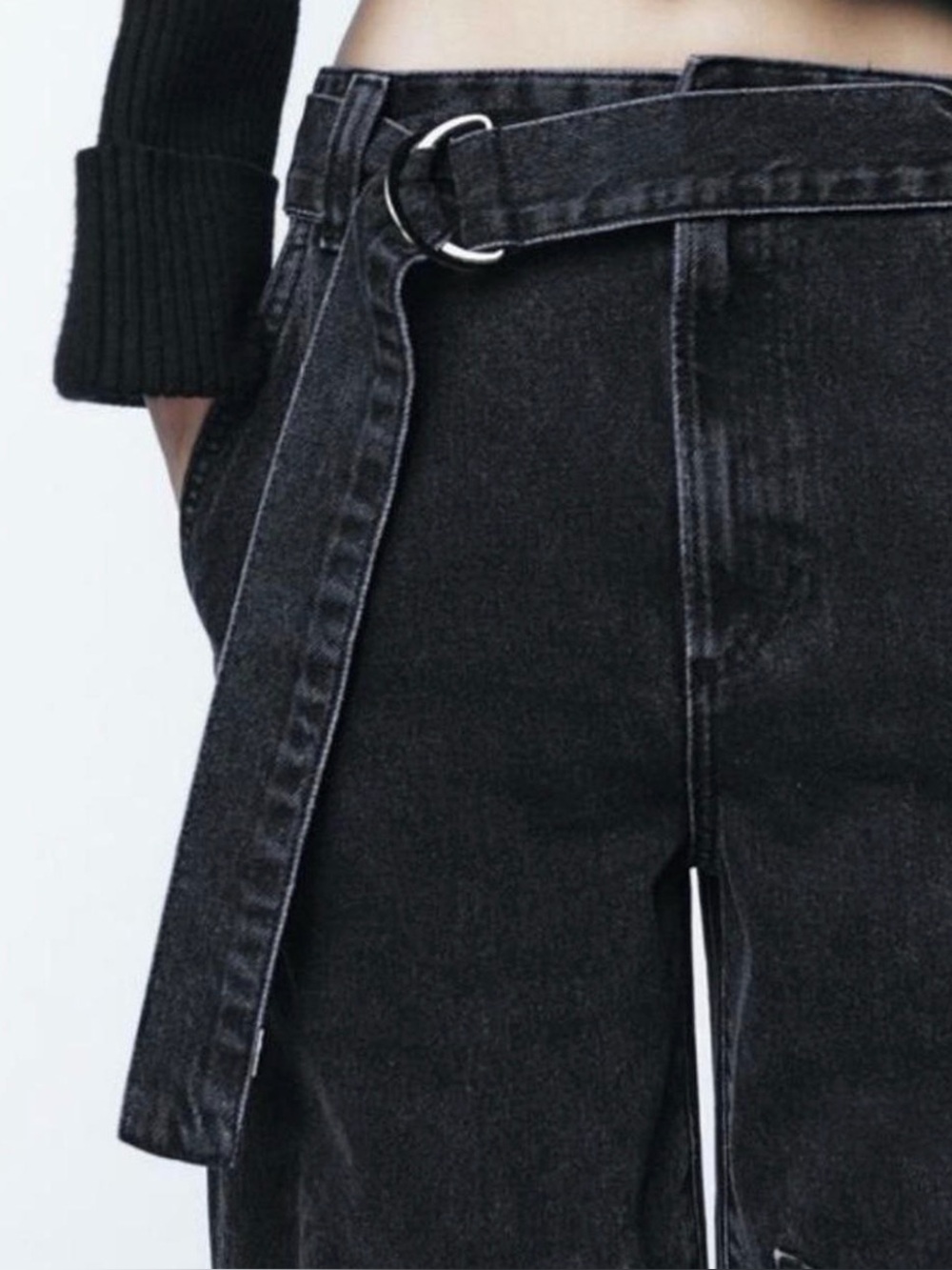 Zara Black Washed wide leg NWOT - Picture 3 of 6